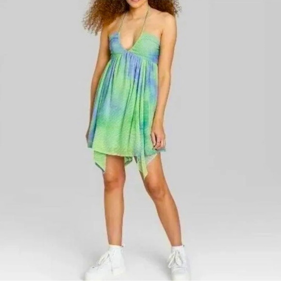 Green and lavender Wild Fable asymmetrical sundress - Picture 4 of 4